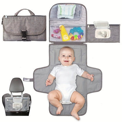 Nappy Change Nomad: Portable Changing Mat with Wipes Pocket & Waterproof Pouch