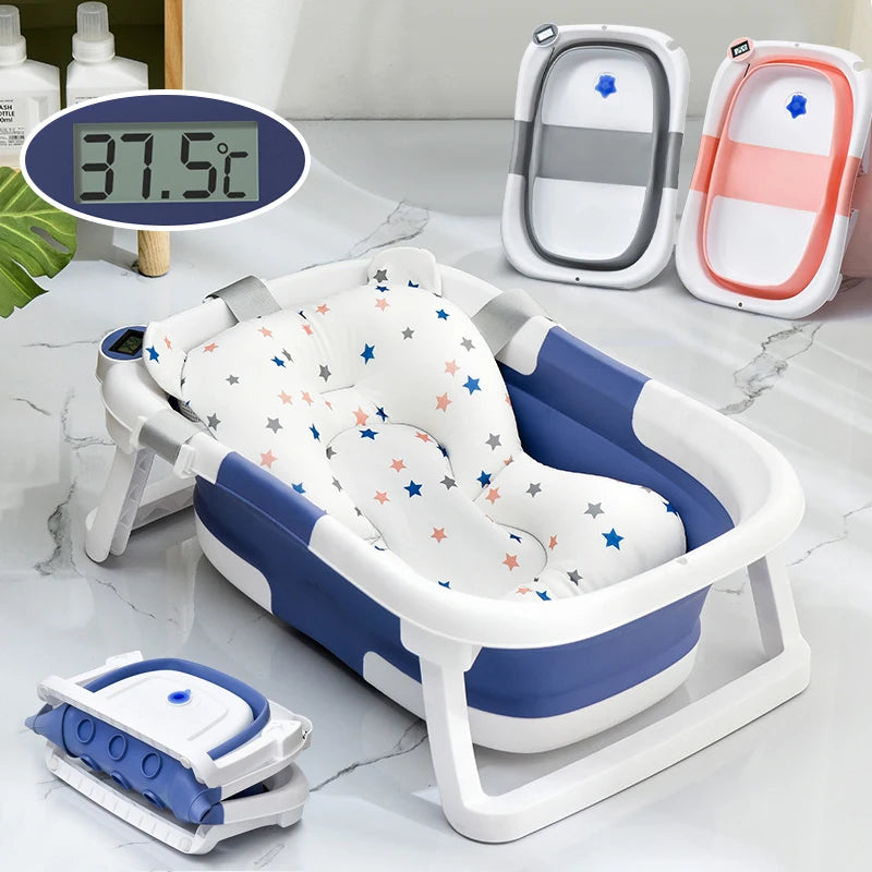 TempSense Baby Bath: Foldable Silicone Bath with Temperature Display